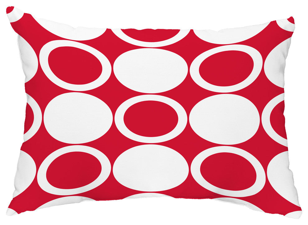 ModCircles 14"x20" Abstract Decorative Outdoor Pillow, Red