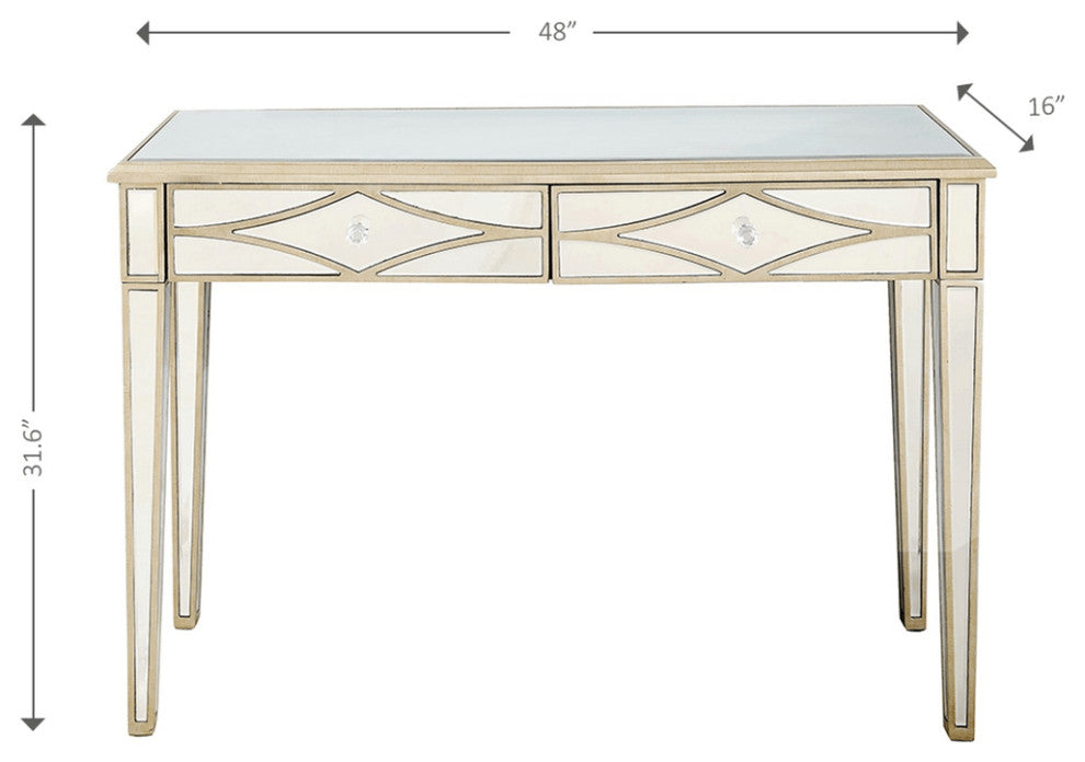 Champagne Finish Console Mirror Table