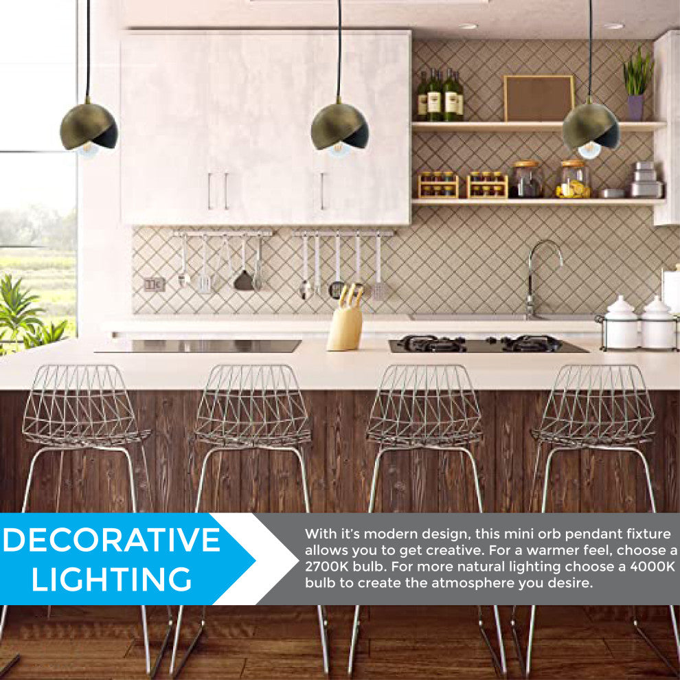 Matte Black kitchen pendant lighting Metal Shade pendant light fixture 6 Inch