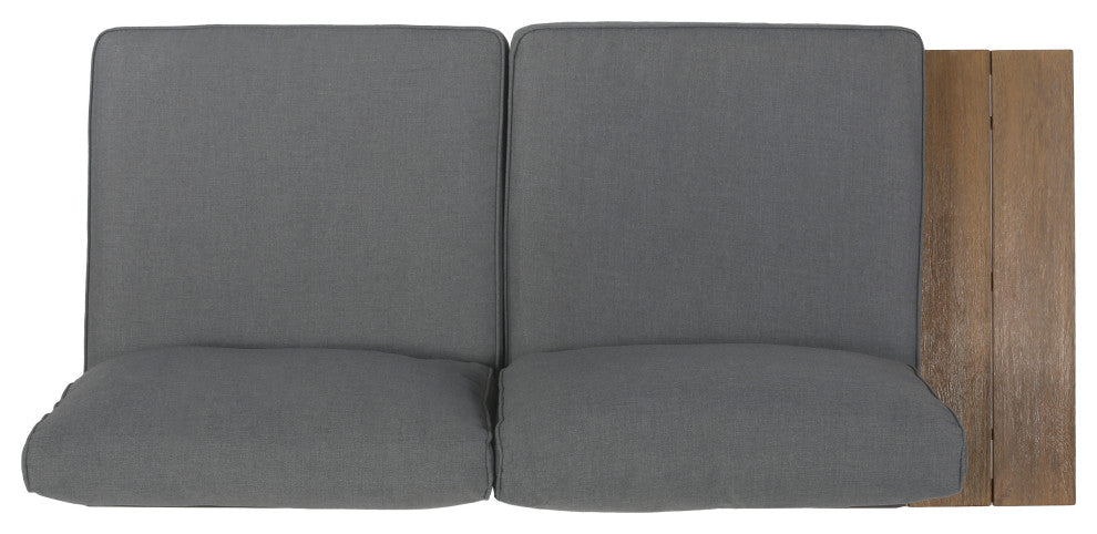 GDF Studio Deborah Outdoor Faux Wood and Aluminum V-Shaped 5 Seater Sofa Set, Natural Finish/Gray