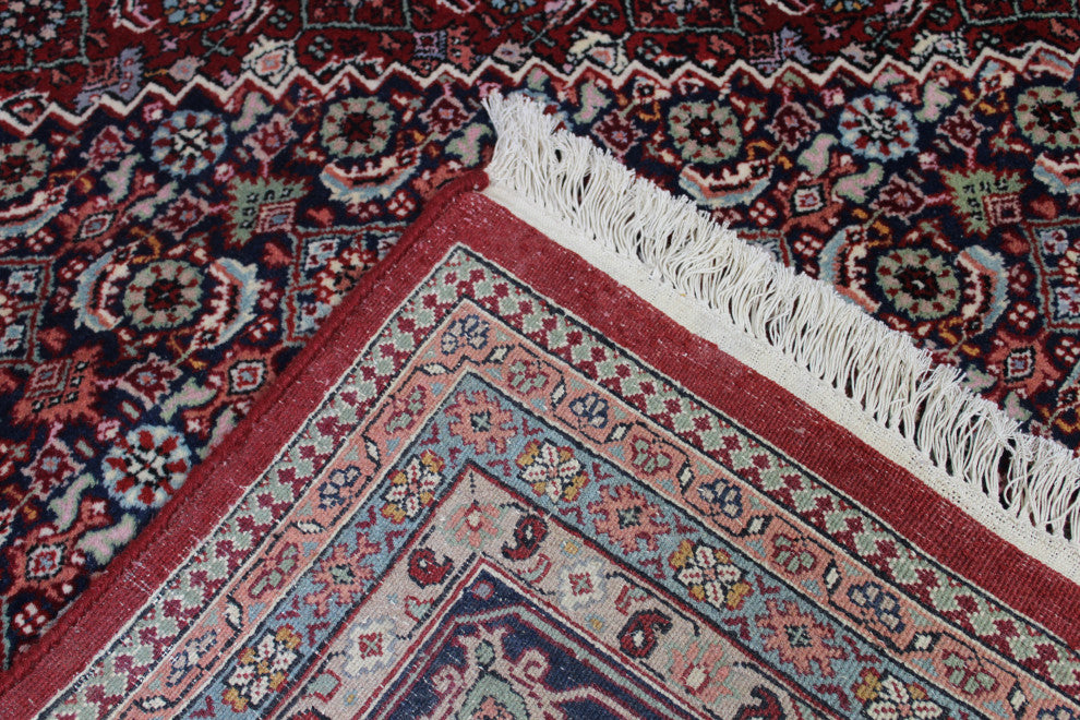 Bidjar Hand-Knotted Rug, Red/Navy, 8"x10.1"