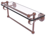 Pacific Grove 16" Groovy Glass Shelf with Towel Bar, Antique Copper
