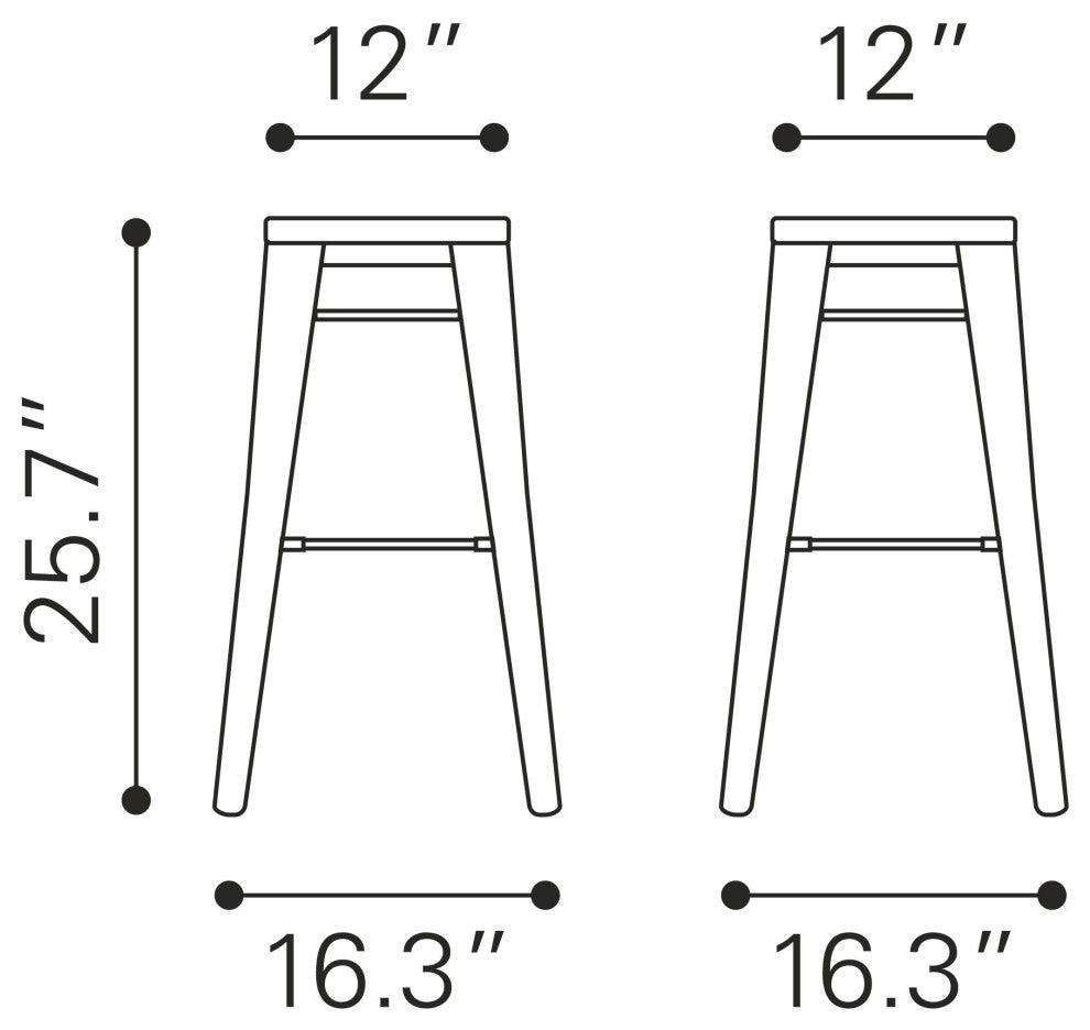 Marius Counter Stool, Set of 2 Gunmetal