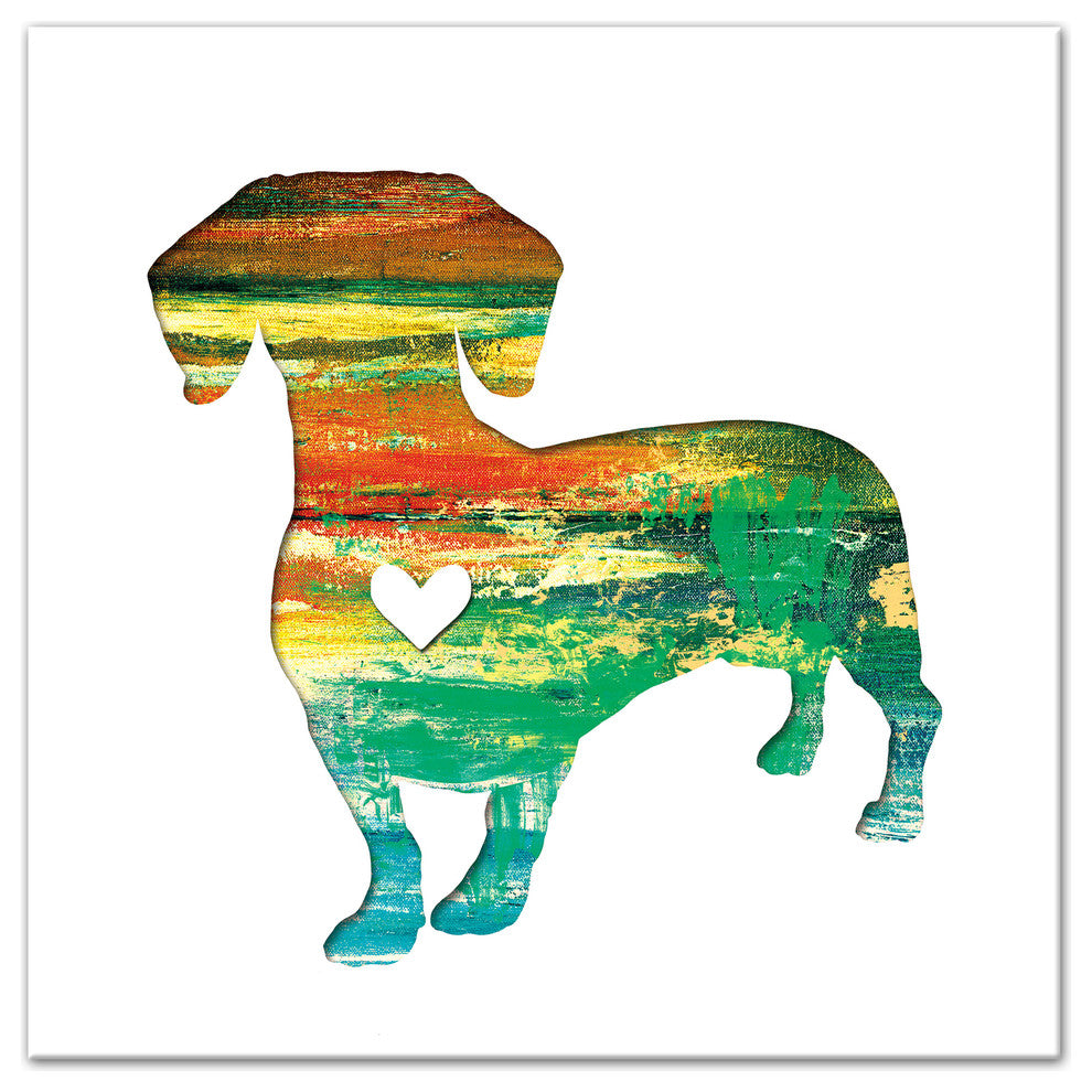 Designs Direct Creative Group Paint Silhouette Dachshund 16x16 Canvas Wall Art