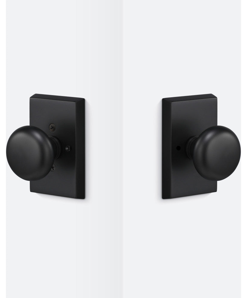 Ridgecrest Mountain Oakley Privacy Door Knob with Square Rosette, Flat Black