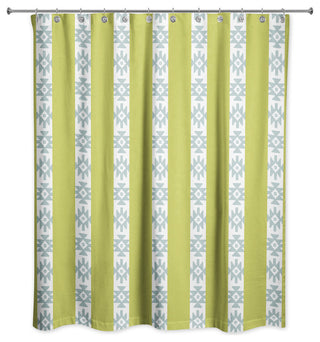 Southwestern Pattern in Green and Blue Shower Curtain