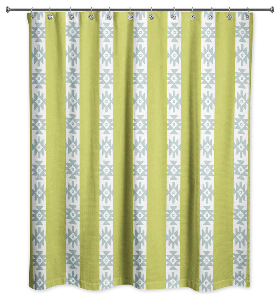 Southwestern Pattern in Green and Blue Shower Curtain