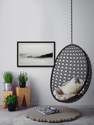 "Foggy Dark Mountains" Framed Painting Print, 24x16