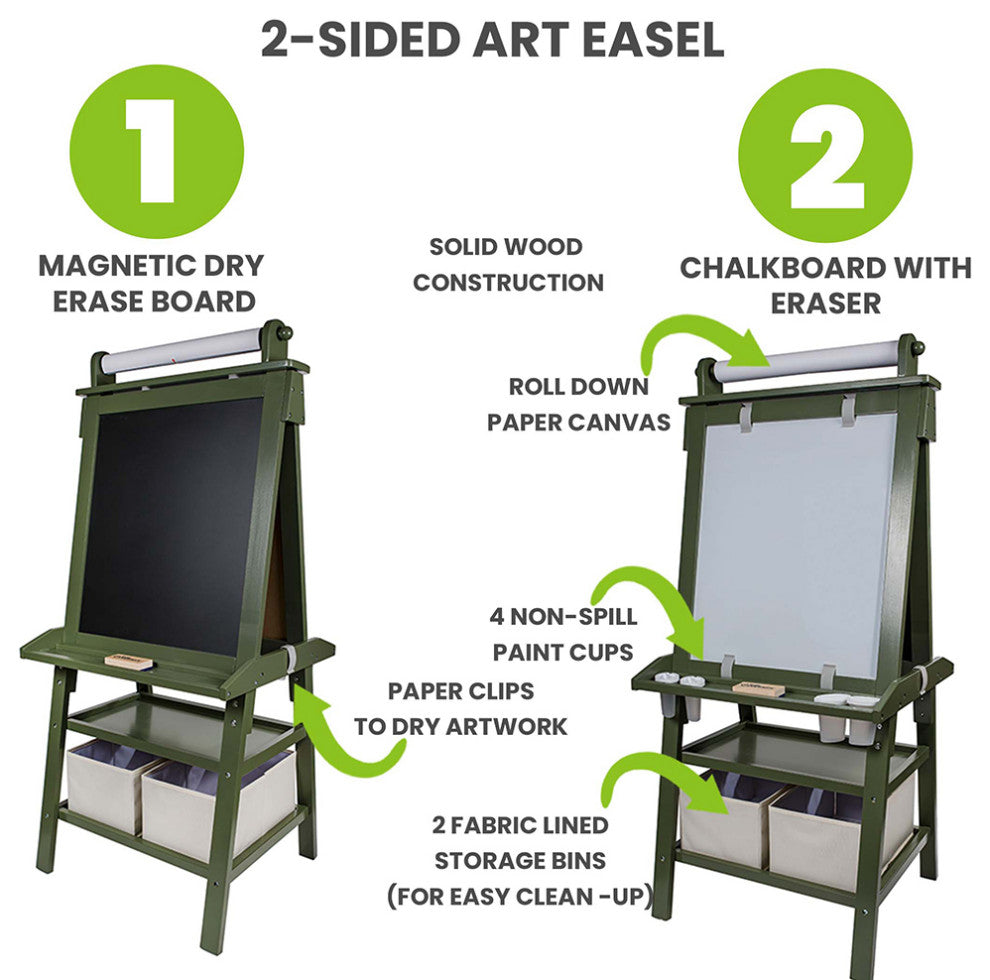 Little Partners Deluxe Learn and Play Art Center, Olive Green