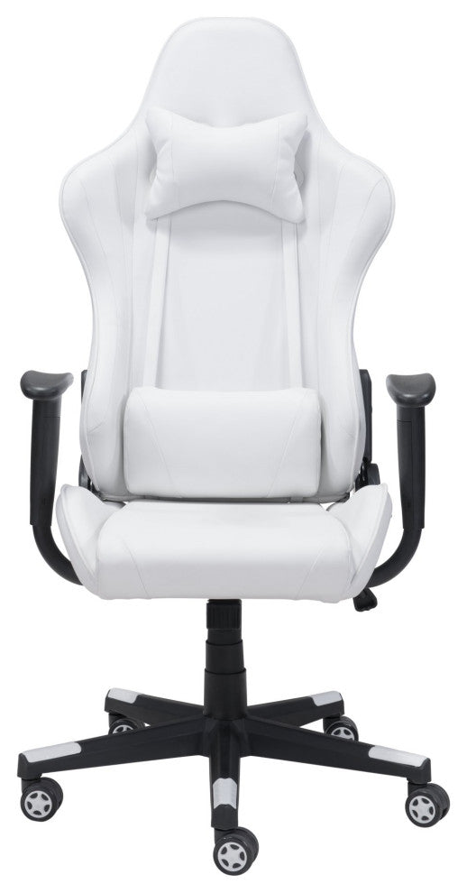 Computer Work Gaming Chair, Faux Vinyl Leather, White, Black, Home Office