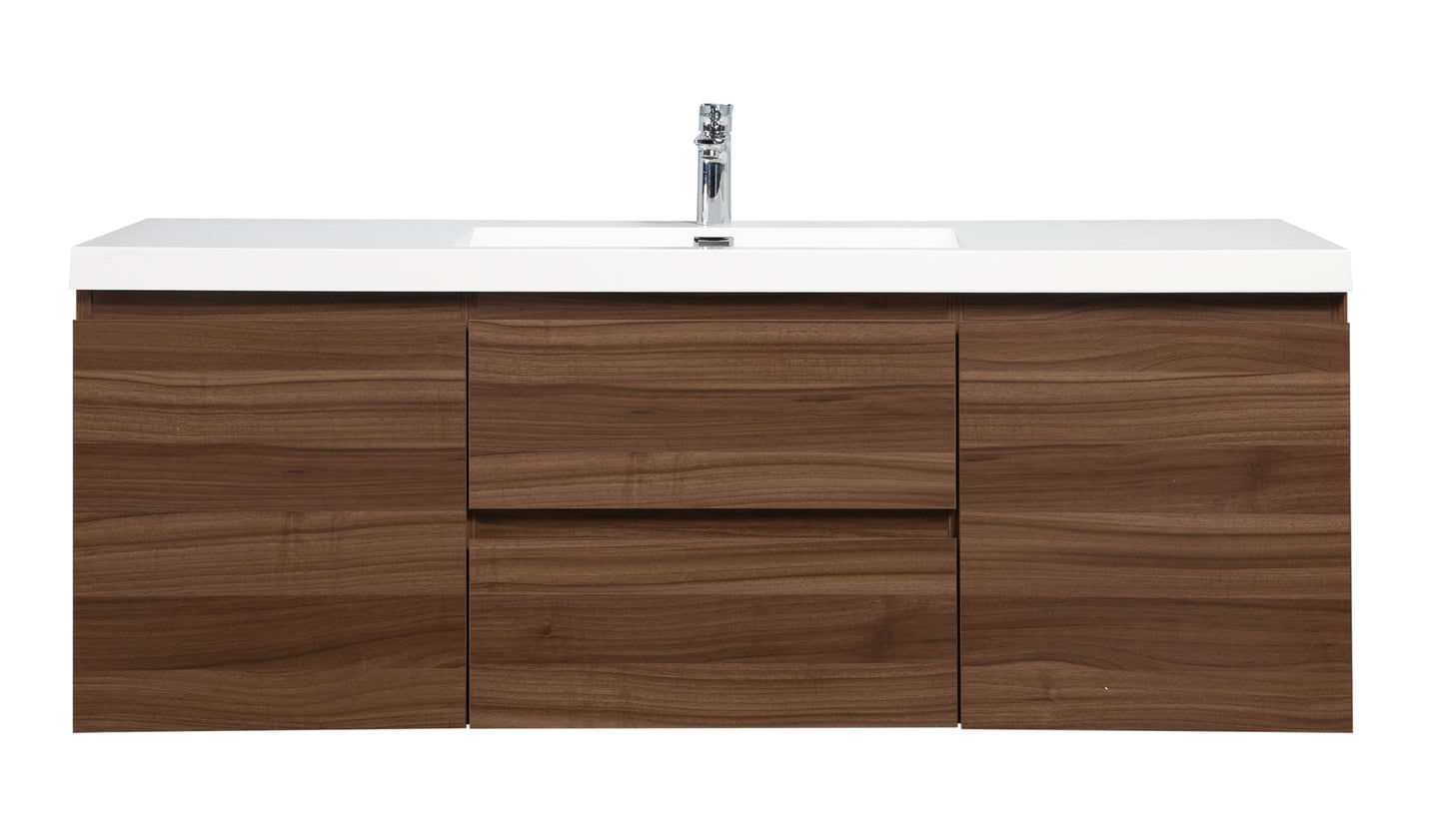Alma -Pre 60" Single Sink Vanity With Integrated Sink, Brown
