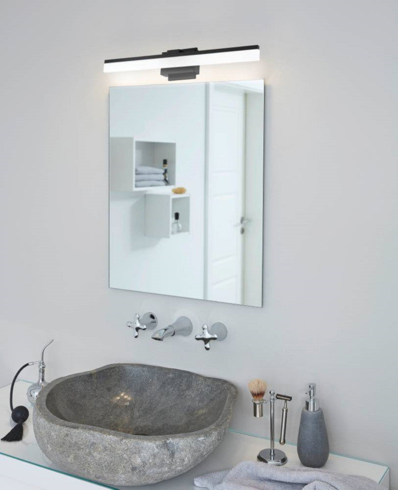 1-Light, 10W LED Bath/Vanity Light, Matte Black/Satin Acrylic Shade