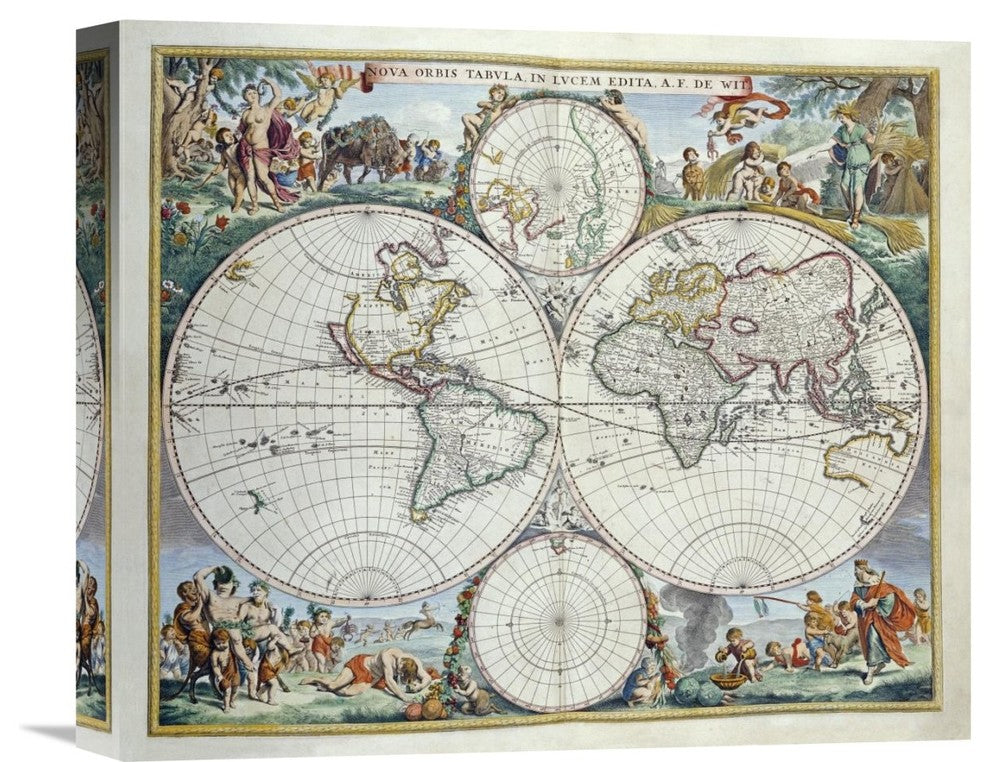"Map of The World" Artwork, 16" x 13"