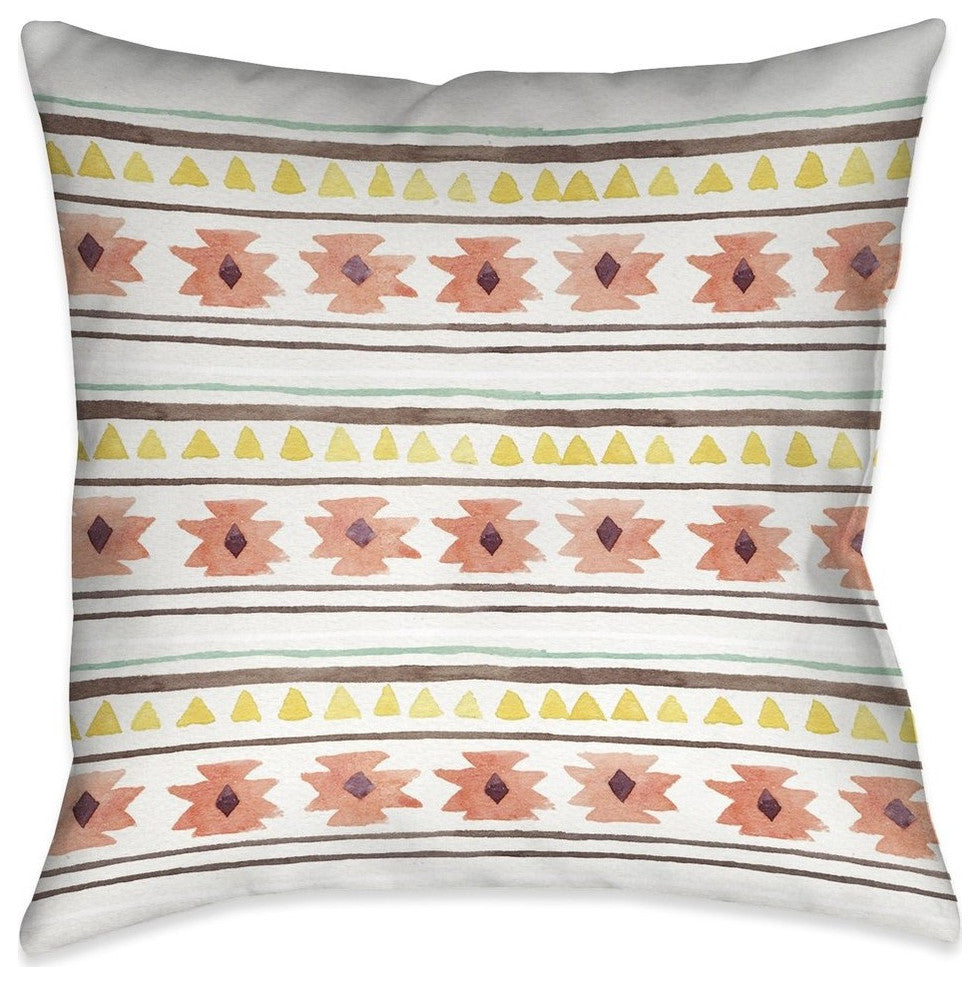Laural Home Tribal Flower Pattern 18" X 18" Indoor Decorative Pillow