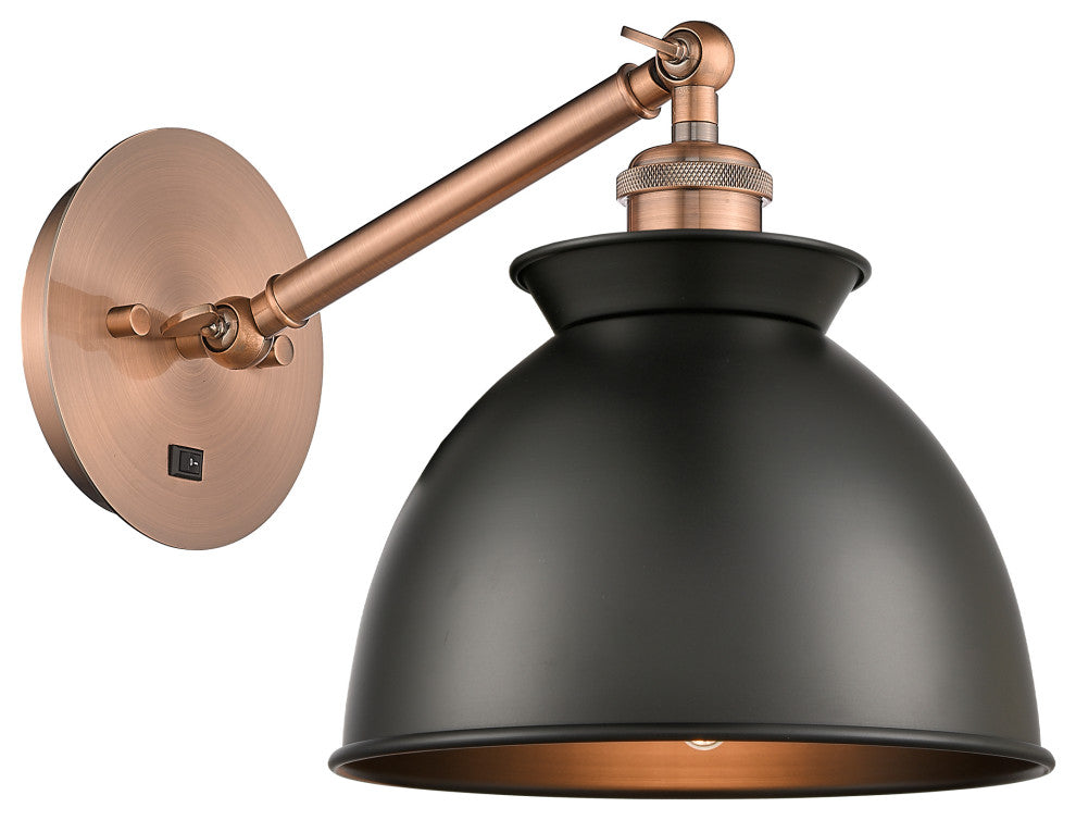 Innovations 317-1W-AC-M14-BK-LED Adirondack 1 Light Sconce, Antique Copper