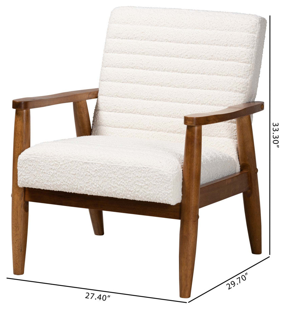 Basel Boucle and Walnut Armchair