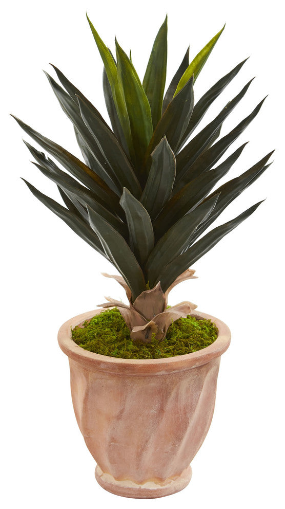 Nearly Natural Agave Artificial Plant in Terra Cotta Planter