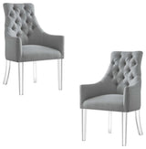 Posh Colton Linen Fabric Dining Chair with Acrylic Legs - Light Gray (Set of 2)