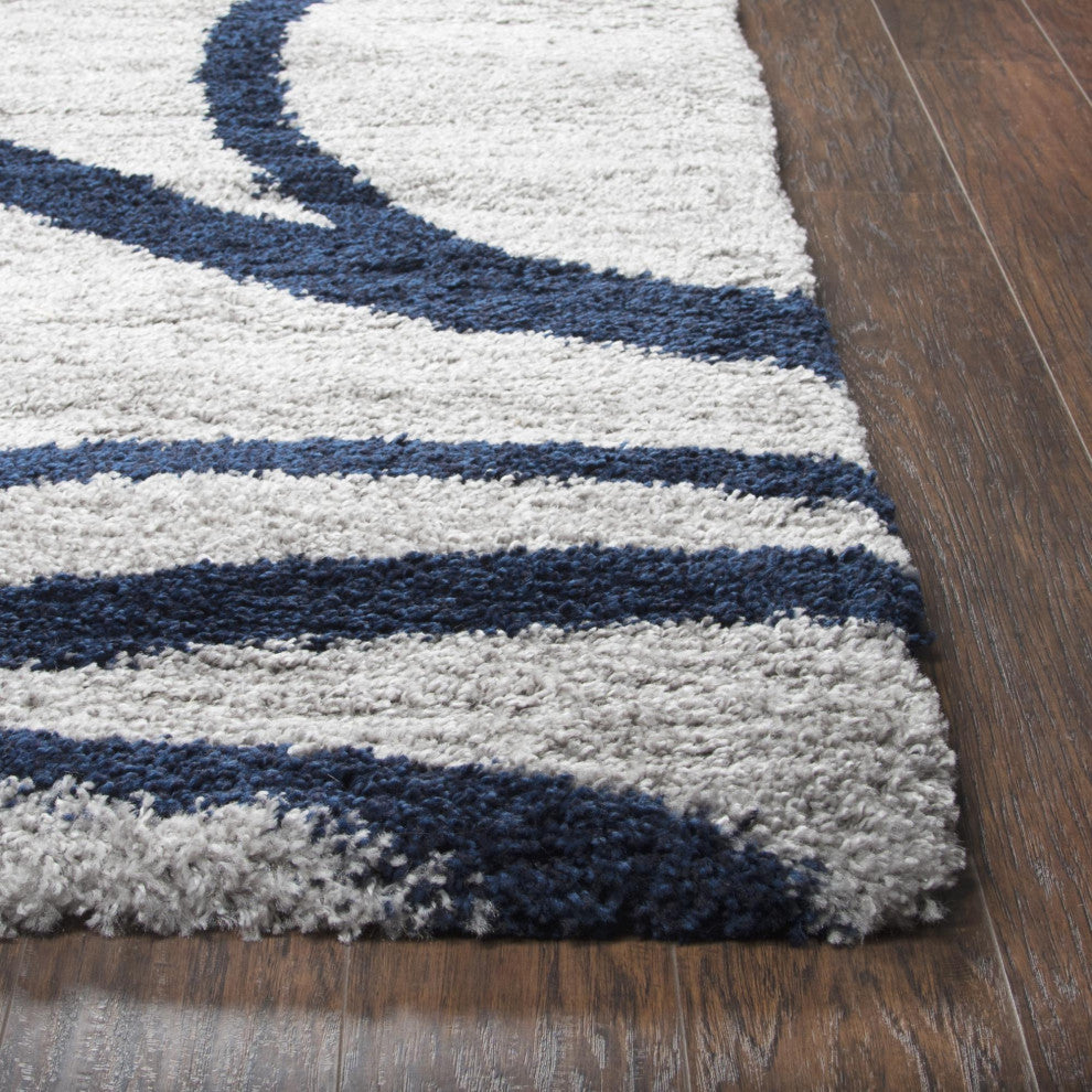Rizzy Home AN703A Adana Cream/Navy Shag 5'3x7'3 Area Rug Gray