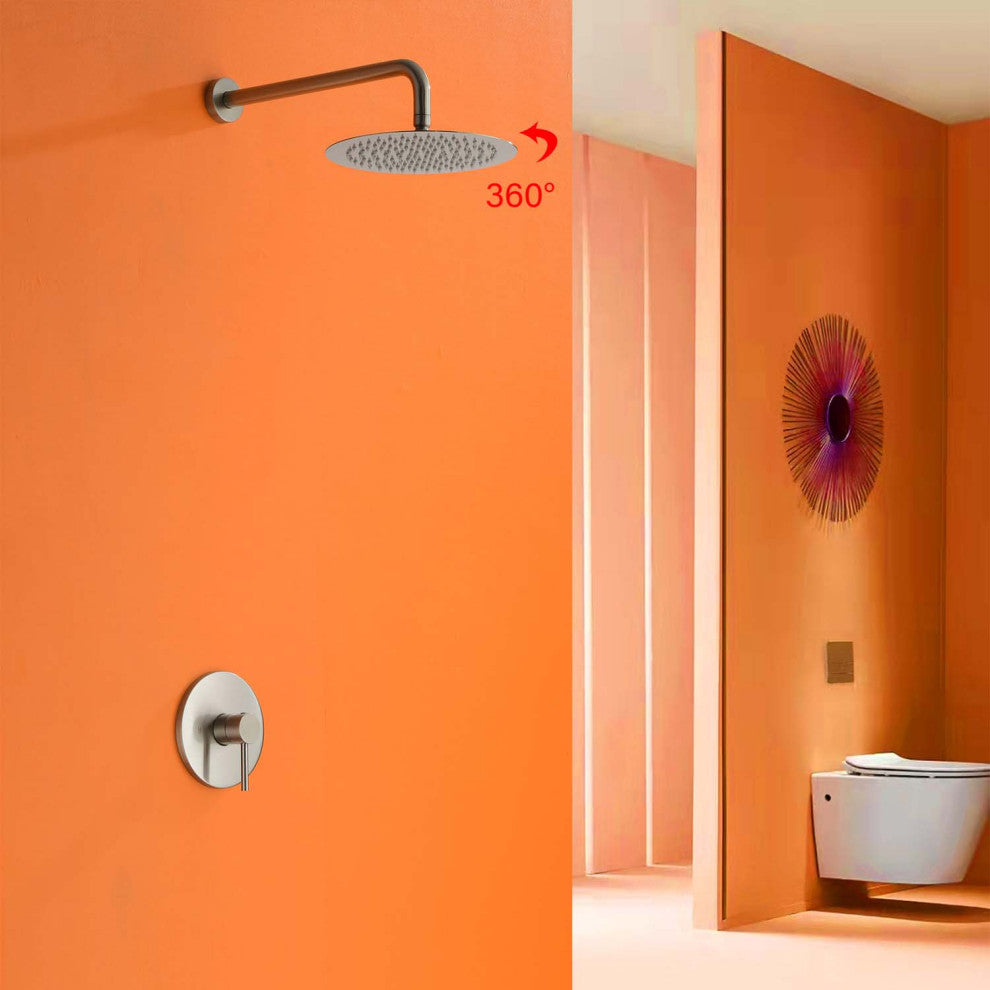 Givingtree Wall Mounted Shower Faucet with High Pressure 10-in,Brushed Nickel