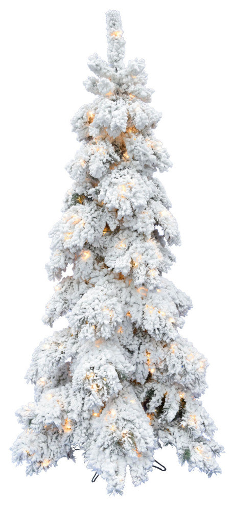 4-Ft. Elk Mountain Snow Flocked Tree With Warm White LED Lights