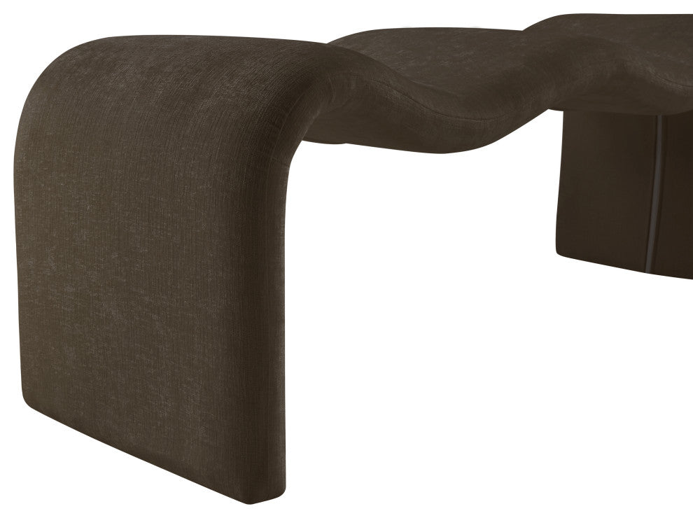 Willow Upholstered Bench, Brown, Chenille Fabric