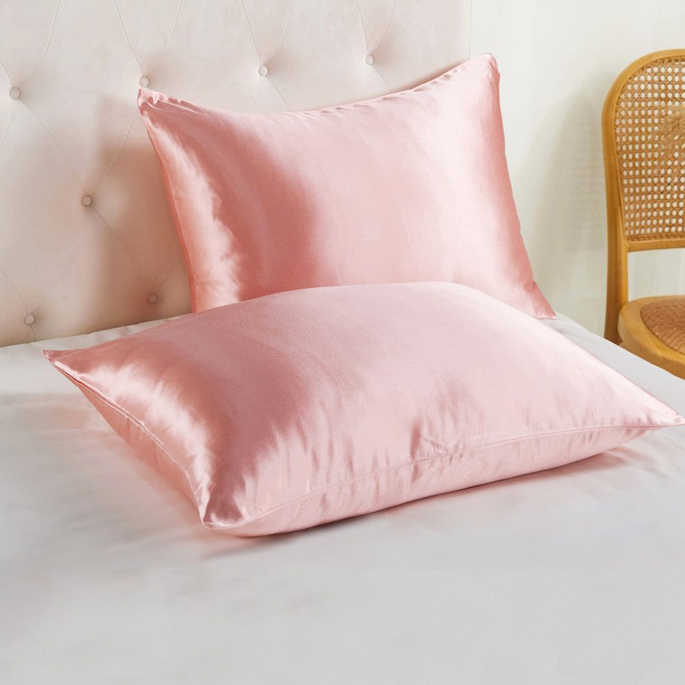 Luxury Silk-Cotton Blend Pillowcase Set of 2, 20'' x 36'', Russet Red