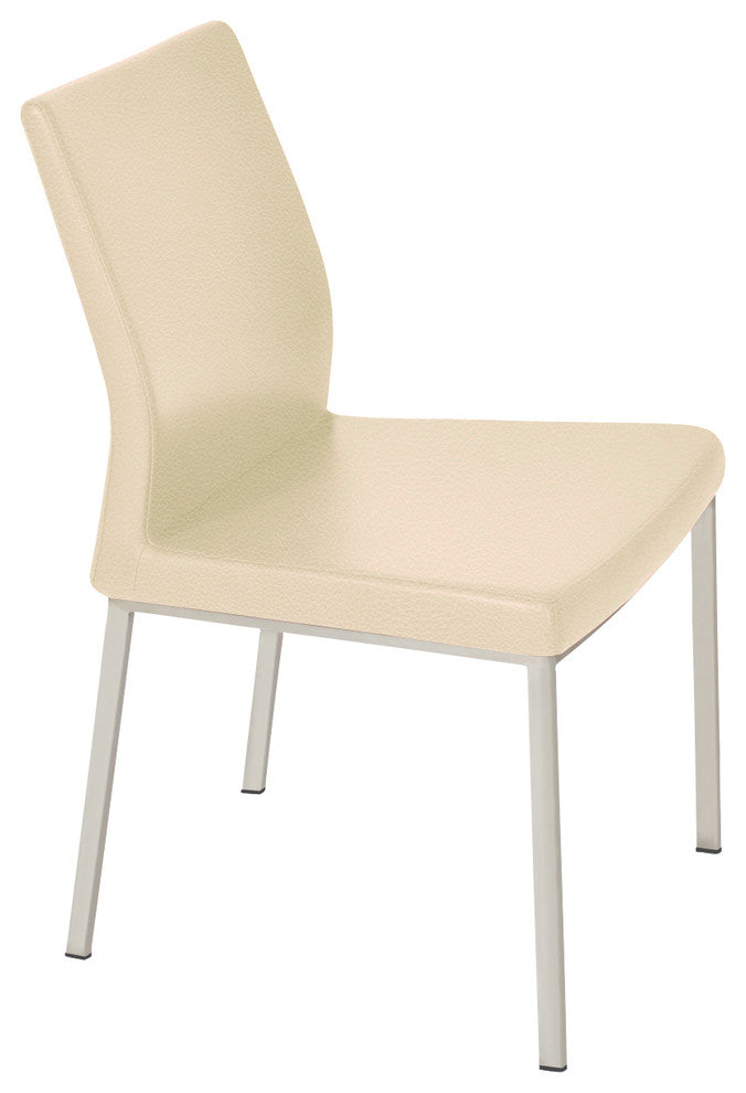 Pasha Chrome High Back Chair, Chrome Base, Cream Leatherette