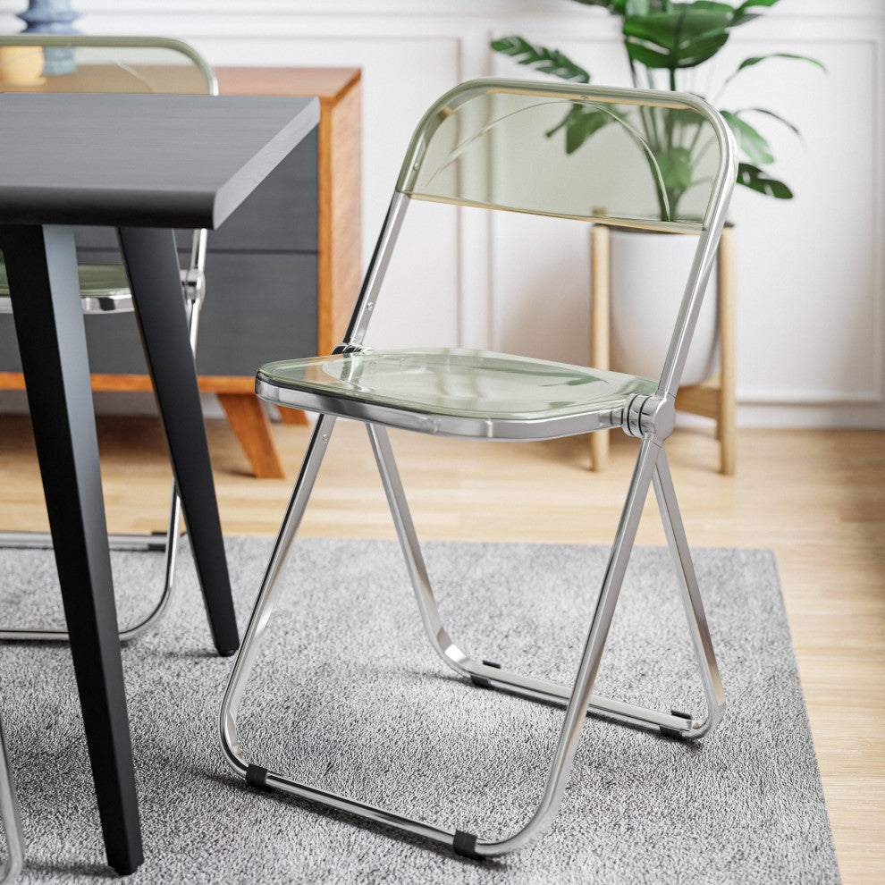 LeisureMod Lawrence Acrylic Folding Chair With Metal Frame