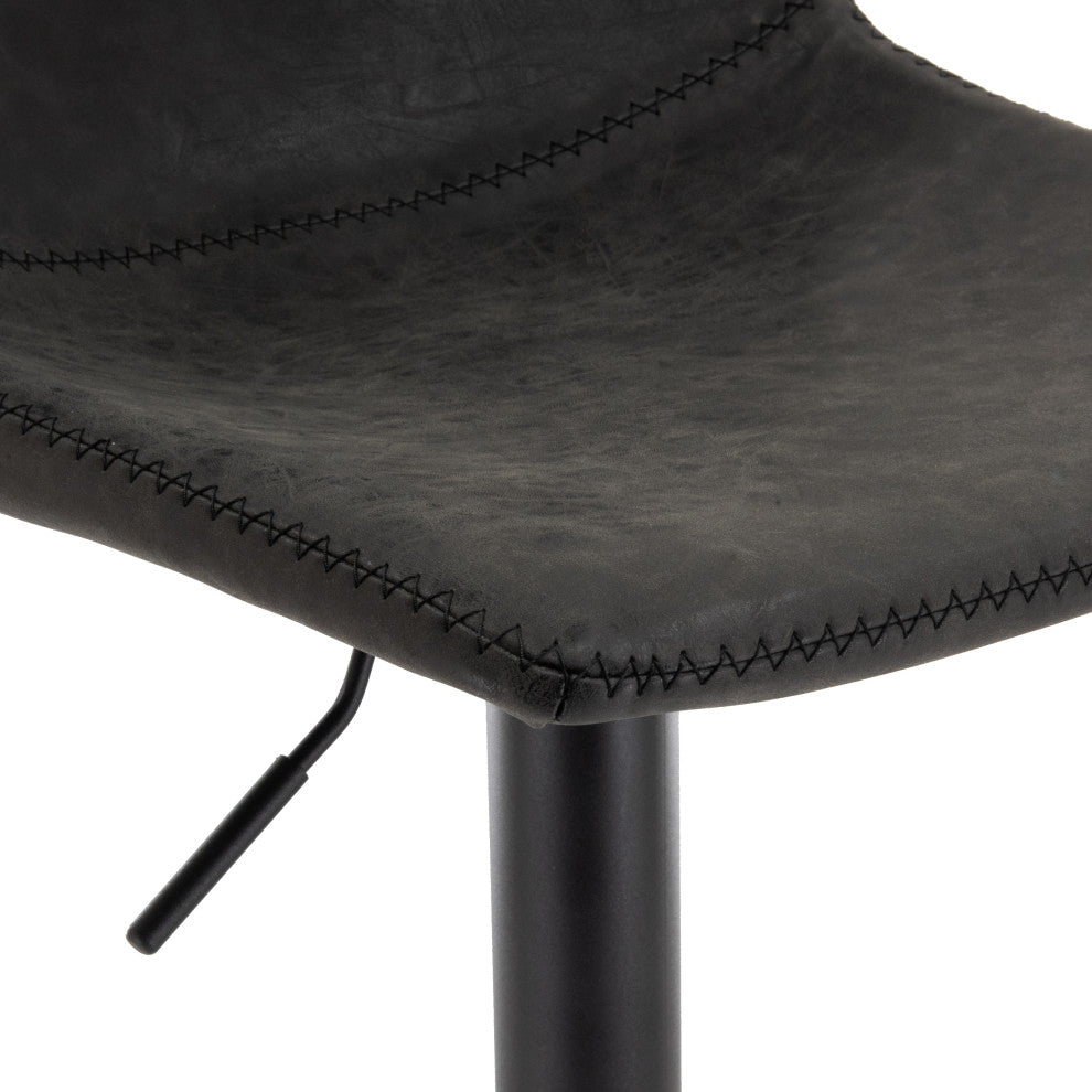 LeisureMod Tilbury Modern Adjustable Height & Swivel Bar Stool, Charcoal Black