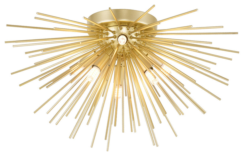 Savannah 6 Light Flush Mount With Gold Leaf Finish