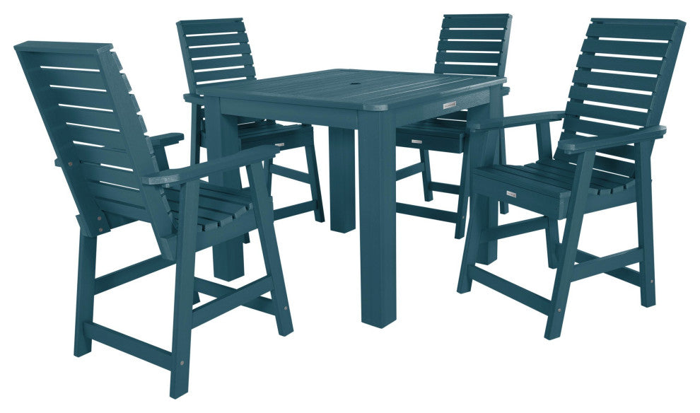 Weatherly 5-Piece Square Counter-Height Dining Set, Nantucket Blue