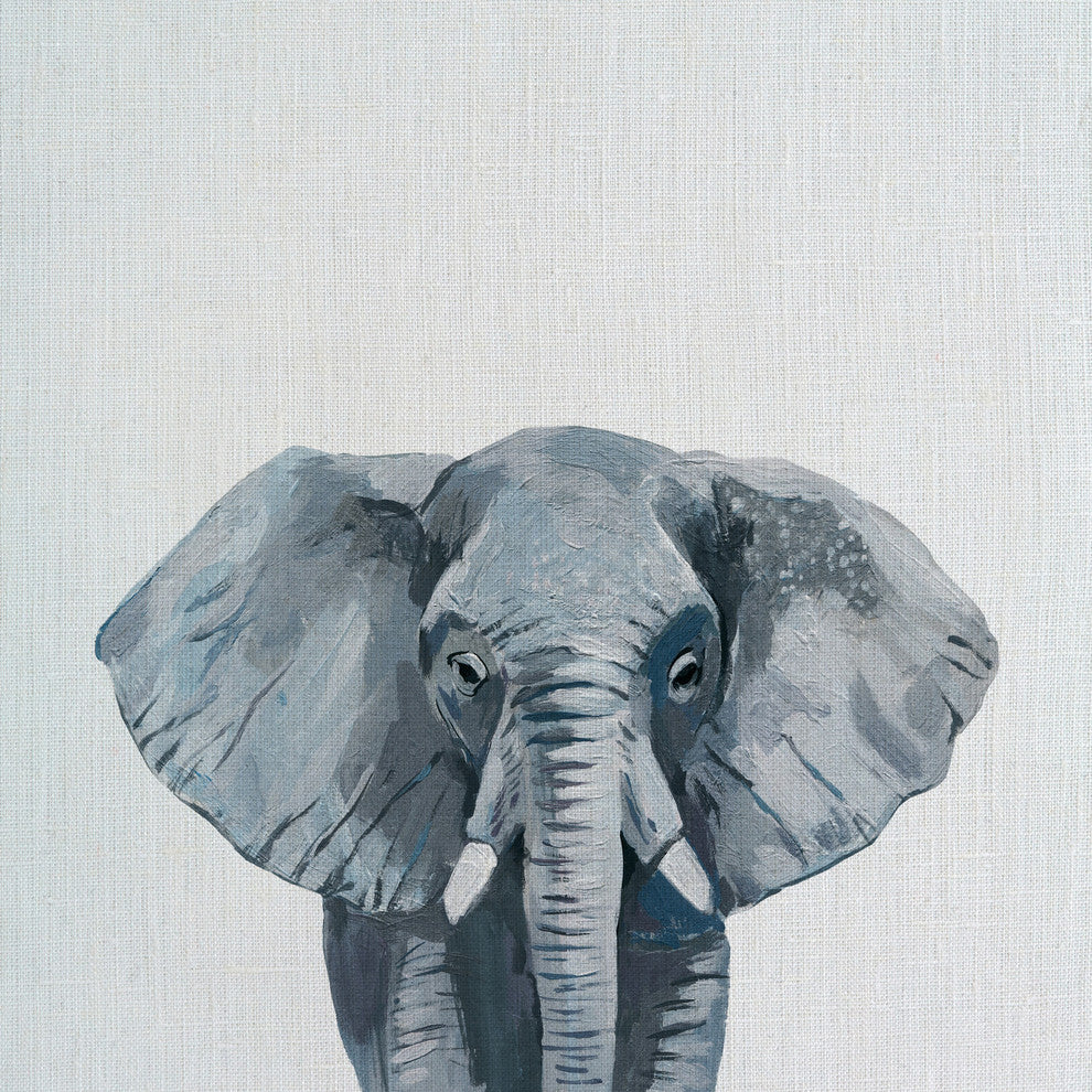 "Gray Elephant" Painting Print on Wrapped Canvas, 32"x32"