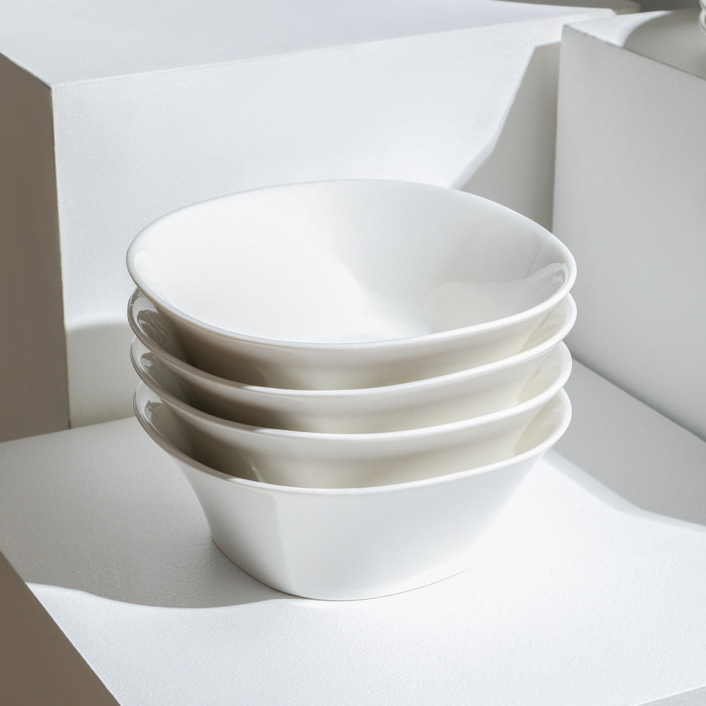 Stone Lain Quadro Porcelain Bowl Set of 4, White