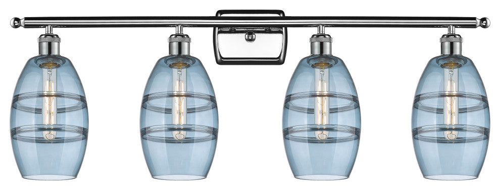 Ballston-Vaz 4-Light 36" Bath Vanity Light, Polished Chrome, Princess Blue