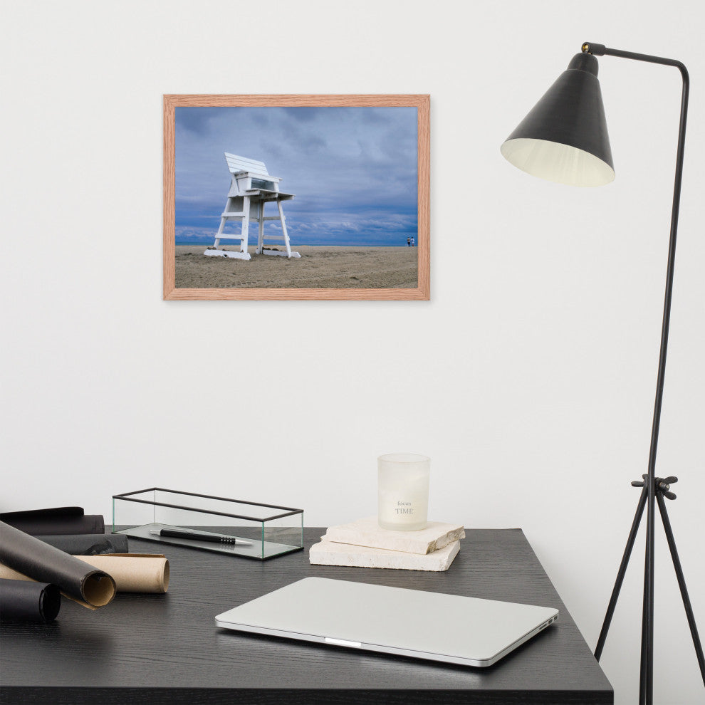 Approaching Storm Landscape Photo Paper Coastal Art Framed Wall Art Print, Red Oak, 12" X 16"
