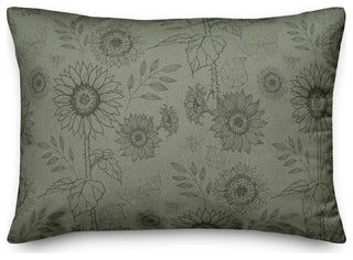 Green Sunflower Icons 20 x 14 Spun Poly Pillow