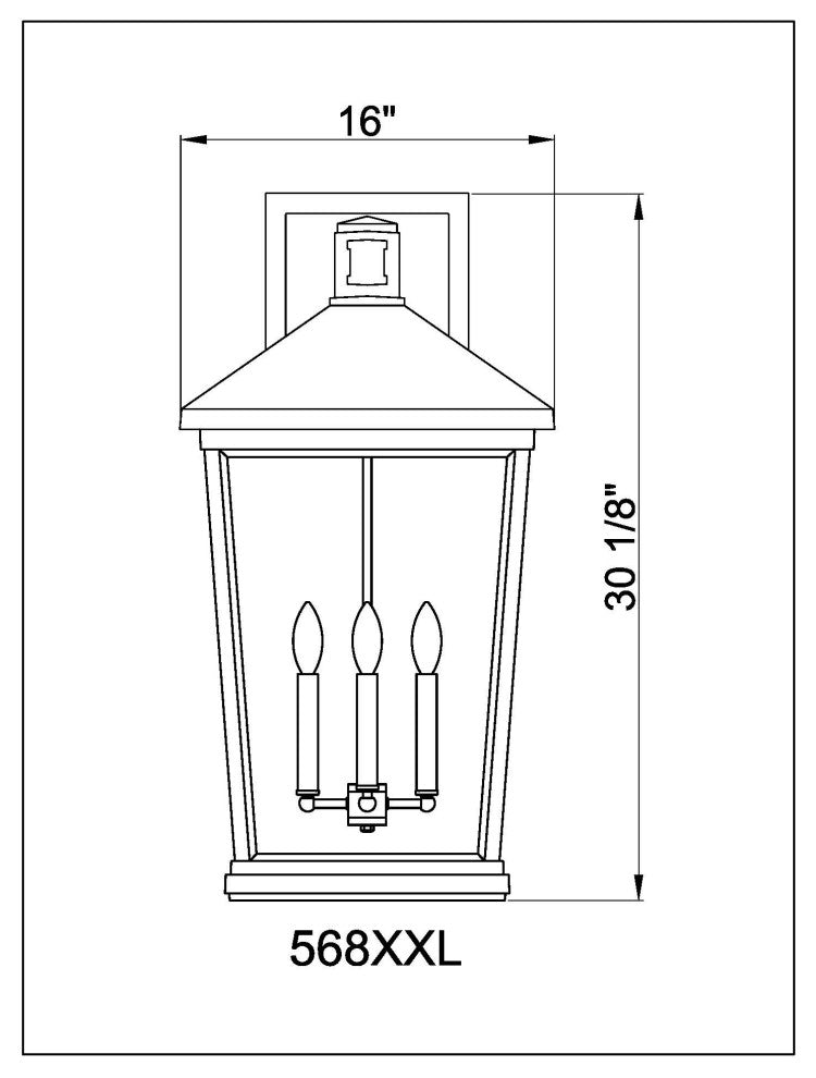 Zlite 568XXL-BK 4-Light Outdoor Wall Sconce, Clear Beveled