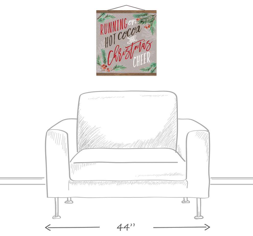 Hot Cocoa and Christmas Cheer 16x16 Teak Hanging Canvas