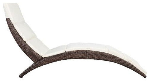 vidaXL Sun Lounger Brown, Cream White