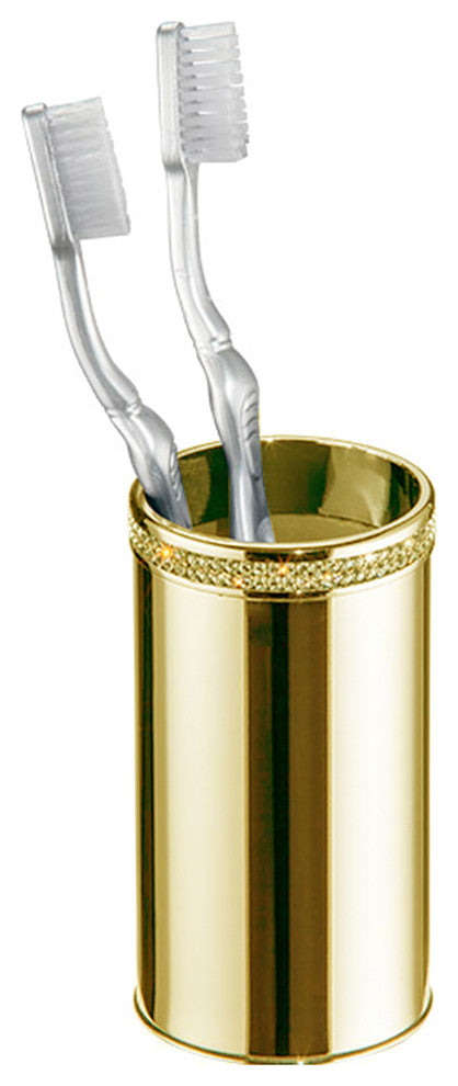 Cecilia Luxury Gold Swarovski Crystals Toothbrush Holder