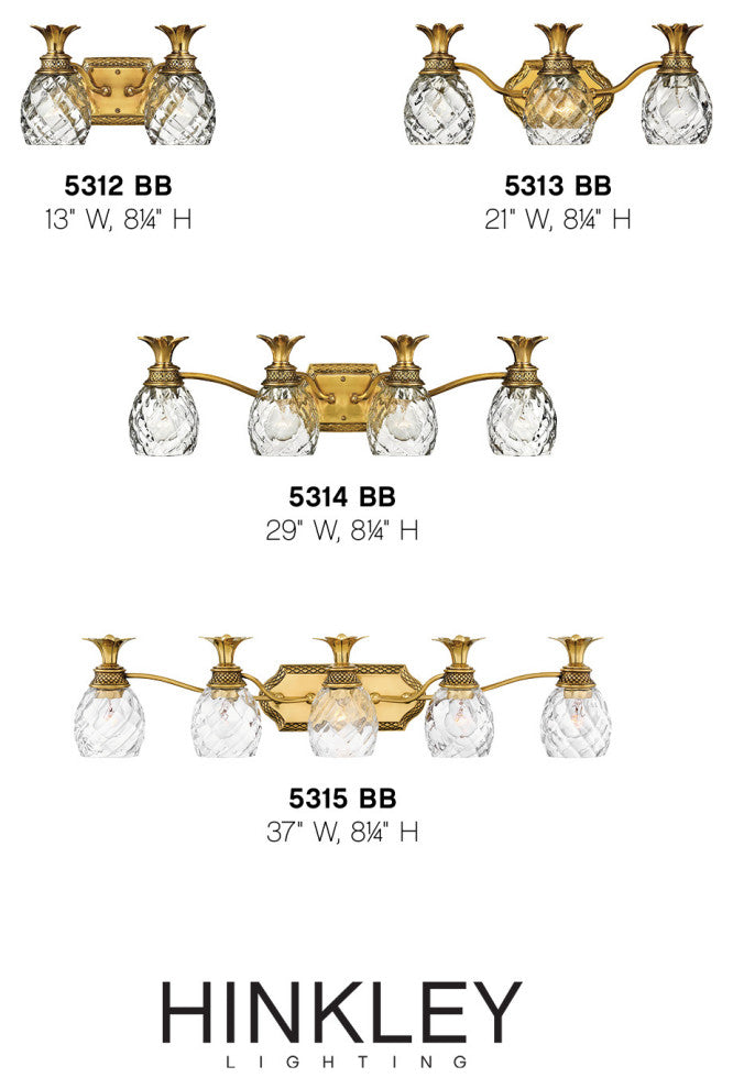 Hinkley Plantation Medium Three Light Vanity, Burnished Brass