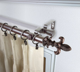 Silas 1" Diameter Double Curtain Rod, Bronze, 48-84"