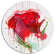 Colorful Red Rose Sketch Watercolor, Floral Disc Metal Wall Art, 23"