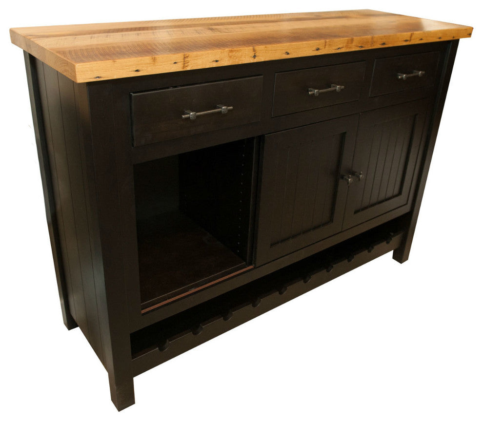 Wine Buffet Cabinet, 20x60, Reclaimed Top, Brown Maple Wood