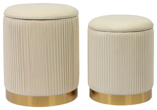 TOV Furniture Channeled Cream Velvet Storage Ottomans - Set of 2