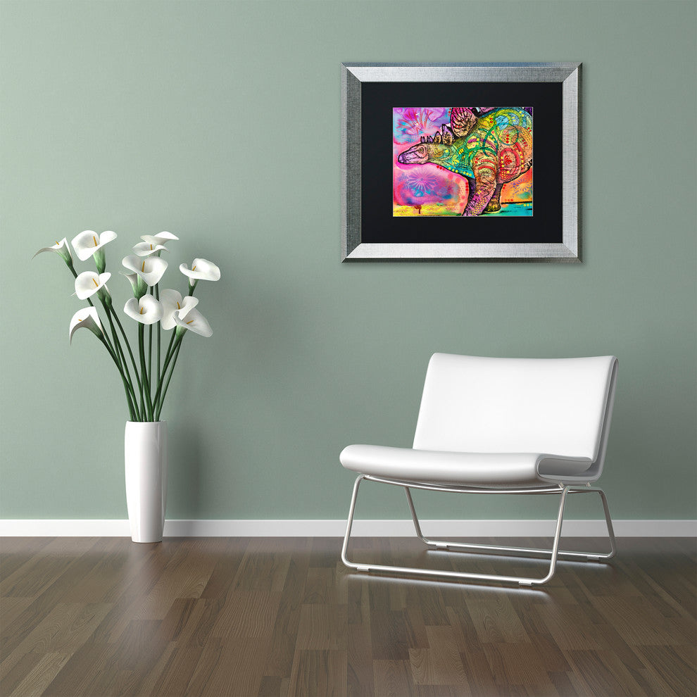 Dean Russo 'Stegosaurus' Matted Framed Art, Silver Frame, Black Mat, 20x16