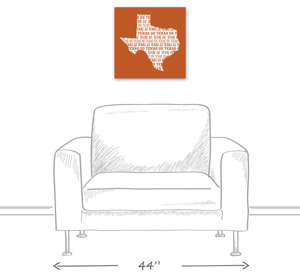 Orange Texas Go Team 16x16 Canvas Wall Art