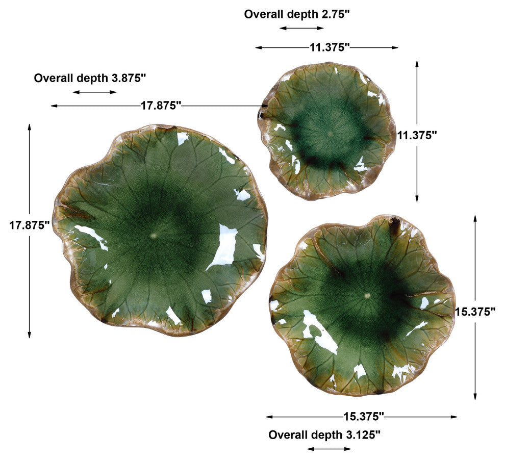 Uttermost Abella Green Ceramic Wall Decor, Set of 3