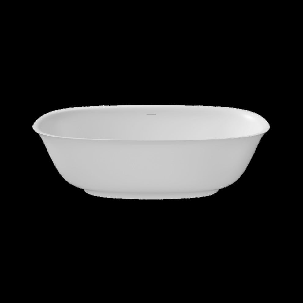 Perlato Ravenna 67" Eco-Lapistone Freestanding Soaker Tub, White Satin